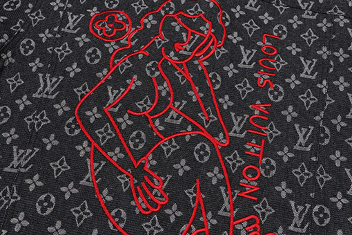 ルイヴィトン 赤い人の刺繍ジャカードデニムジャケット