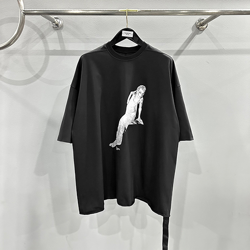 リックオウエンス  プリントマーメイドウォッシュ半袖Tシャツ