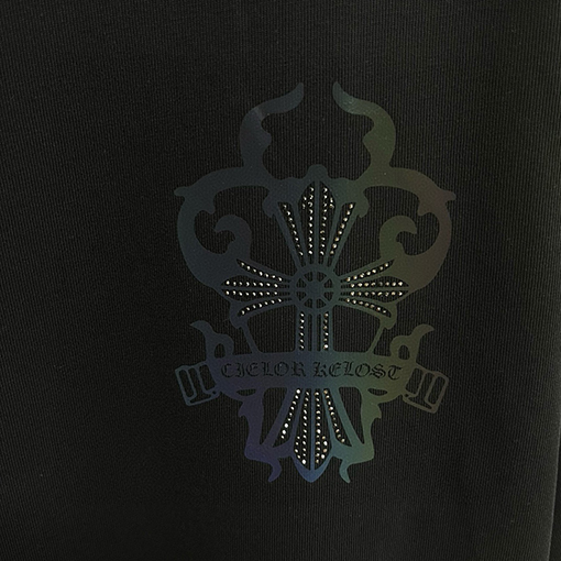 クロムハーツスーパーコピー レザーロゴフォームラウンドネック半袖Tシャツ