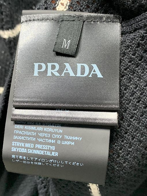 プラダ 新作 シルクコットン混紡ストライプメッシュポロシャツ