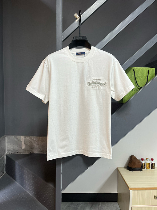 クロムハーツ レザーロゴフォームラウンドネック半袖Tシャツ