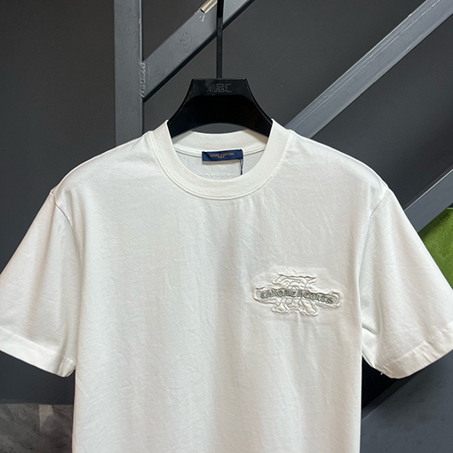 クロムハーツ レザーロゴフォームラウンドネック半袖Tシャツ