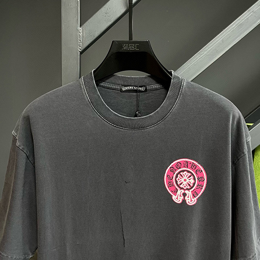 クロムハーツスーパーコピー レザーロゴ発泡ファッション半袖Tシャツ