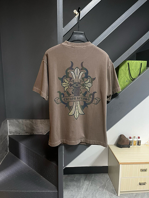 クロムハーツ ファッションレザーロゴ半袖Tシャツ