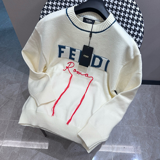 フェンディ ジャカードレターニットクルーネック長袖セーター