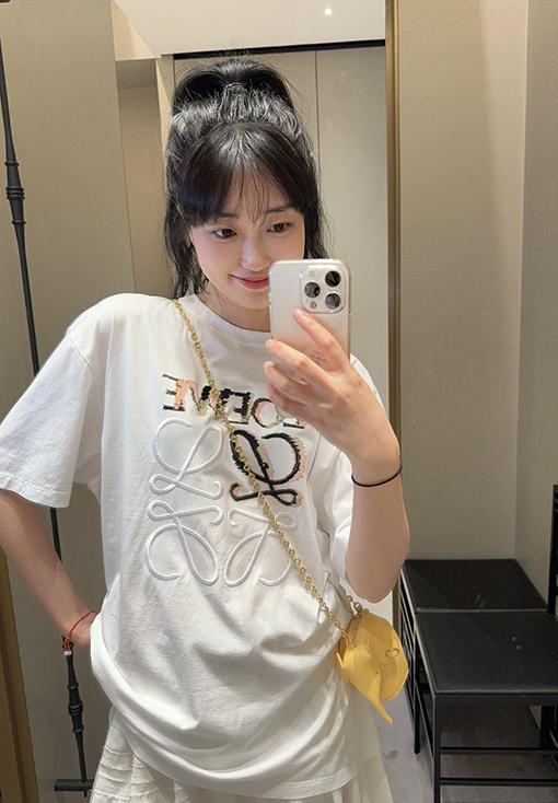 ロエベコピー カモフラージュプリント刺繍ロゴ半袖Tシャツ