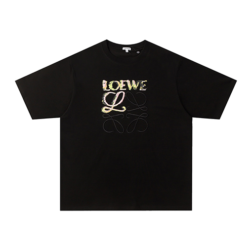 ロエベコピー カモフラージュプリント刺繍ロゴ半袖Tシャツ