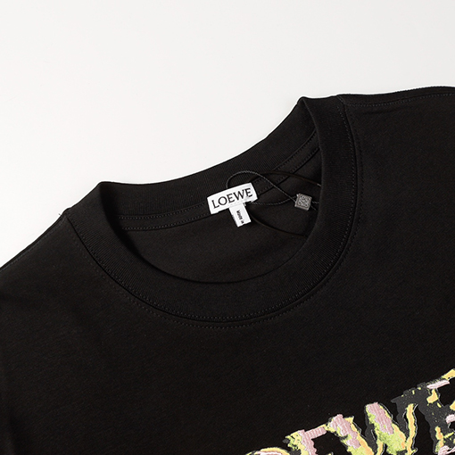 ロエベコピー カモフラージュプリント刺繍ロゴ半袖Tシャツ
