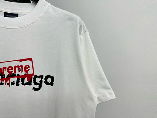 バレンシアガXシュプリーム コラボ落書きオフセット半袖Tシャツ