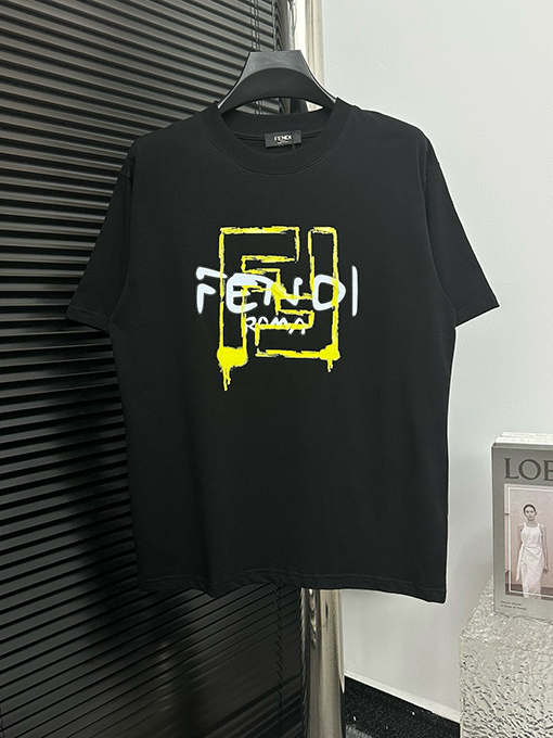 フェンディコピー コットン プリントTシャツ半袖Tシャツ