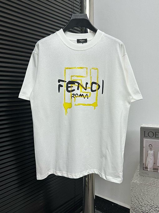 フェンディコピー コットン プリントTシャツ半袖Tシャツ