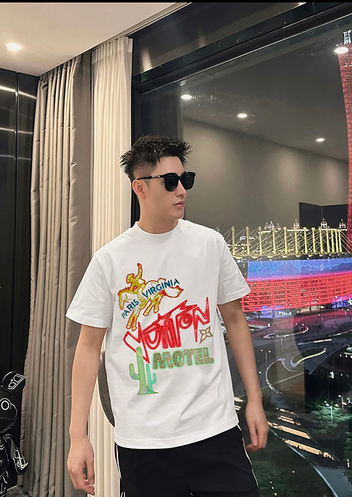 ルイヴィトン 水彩風塗り絵エレメントロゴプリント半袖Tシャツ