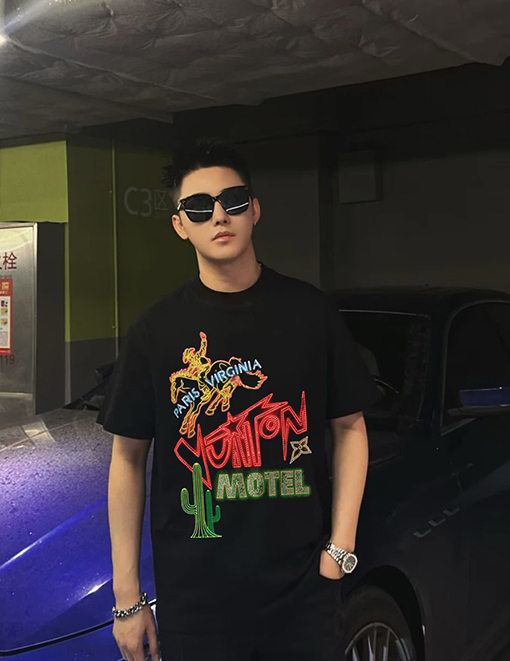 ルイヴィトン 水彩風塗り絵エレメントロゴプリント半袖Tシャツ