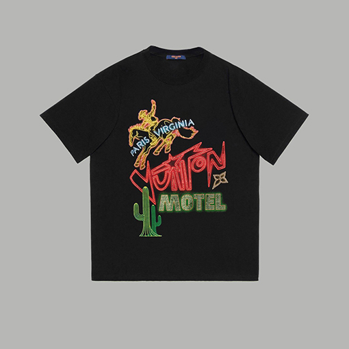 ルイヴィトン 水彩風塗り絵エレメントロゴプリント半袖Tシャツ