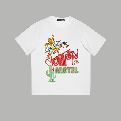 ルイヴィトン 水彩風塗り絵エレメントロゴプリント半袖Tシャツ