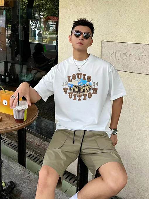 ルイヴィトン 新しいパターンフェードレタープリント半袖Tシャツ