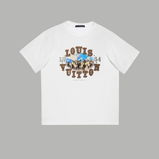 ルイヴィトン 新しいパターンフェードレタープリント半袖Tシャツ