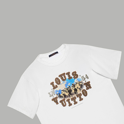 ルイヴィトン 新しいパターンフェードレタープリント半袖Tシャツ