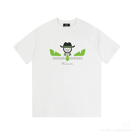 フェンディ カラーブロック文字プリント半袖Tシャツ