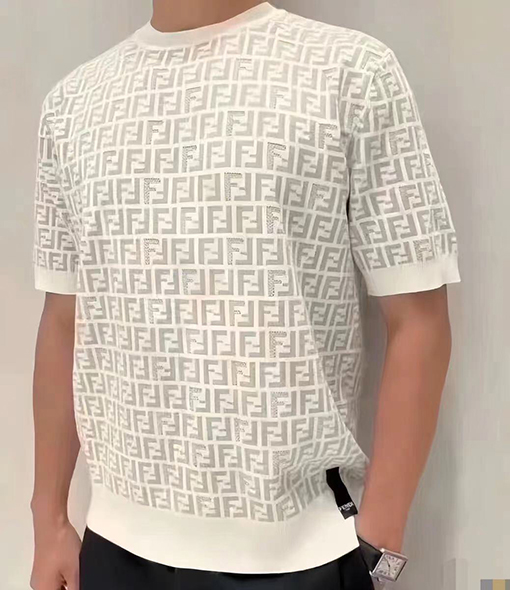 フェンディスーパーコピー ジャカードニット半袖Tシャツ