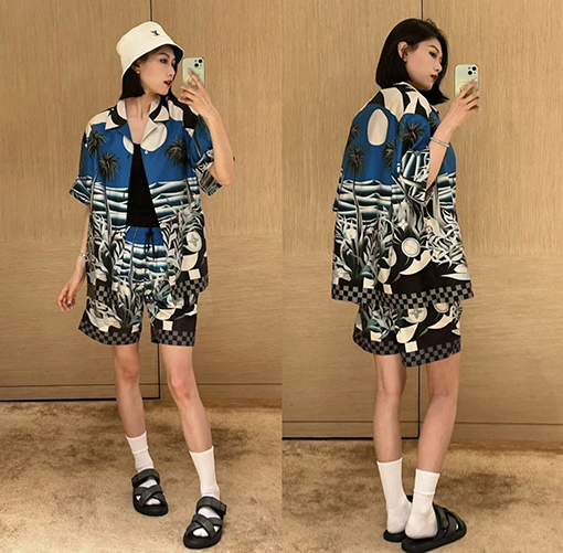 ルイヴィトンコピー  新しいココナツビーチプリントウエストパンツ