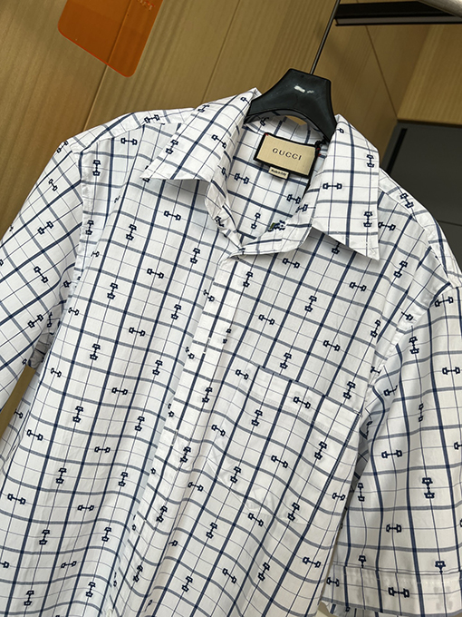 グッチ  新しい綿ジャカード半袖シャツ