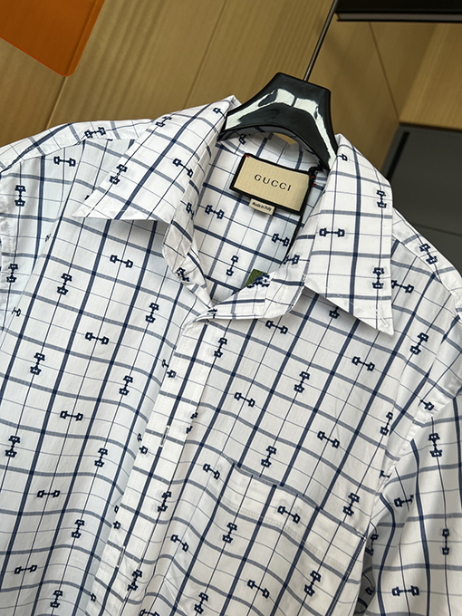 グッチ  新しい綿ジャカード半袖シャツ