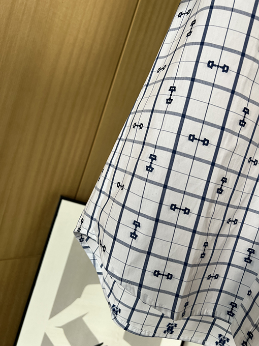 グッチ  新しい綿ジャカード半袖シャツ