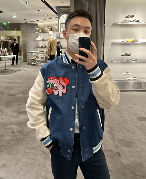 グッチ 新しいデニムデニムステッチベースボールジャケット