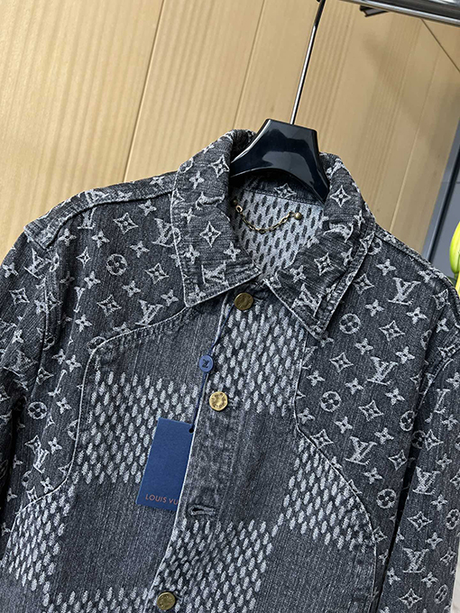 ルイヴィトンコピー チェック柄ステッチデニムジャケットジャケット