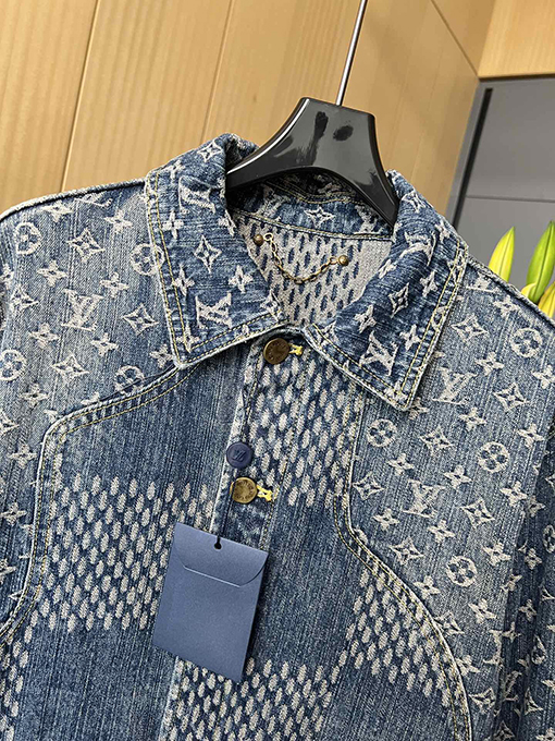 ルイヴィトンコピー チェック柄ステッチデニムジャケットジャケット