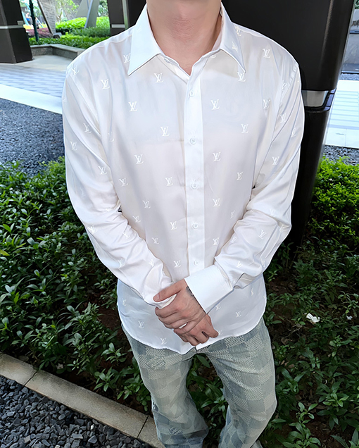 ルイヴィトン  ビジネスカジュアル長袖プリントシャツ