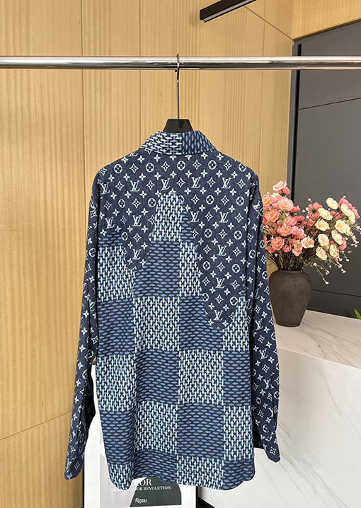 ルイヴィトン 新しいデニムデニムステッチ長袖シャツ