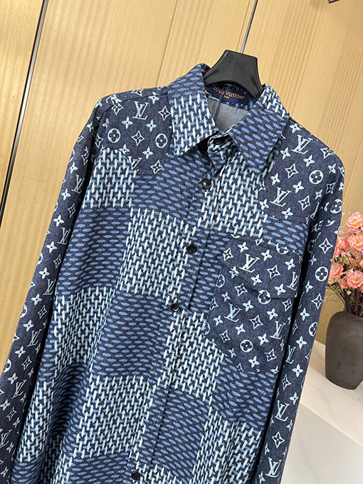 ルイヴィトン 新しいデニムデニムステッチ長袖シャツ