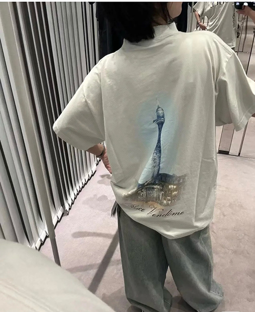 バレンシアガ 新しい夜景タワーゆったりプリントTシャツ