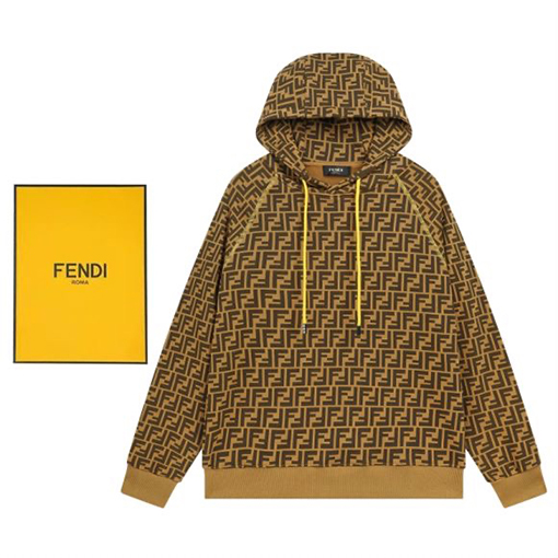フェンディ クラシックなフルプリントのダブル F フード付きパーカー