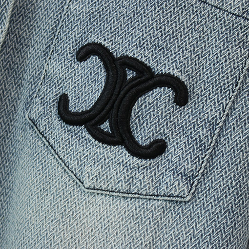セリーヌスーパーコピー ポケット刺繍ラペル長袖デニムシャツ