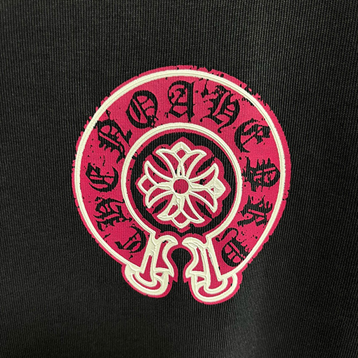 クロムハーツ レザーロゴフォームラウンドネックファッション半袖Tシャツ