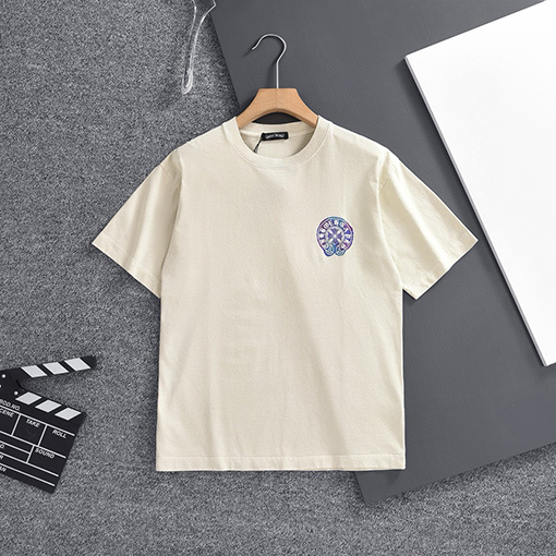クロムハーツコピー 螺纹リブネックのショートスリーブTシャツ