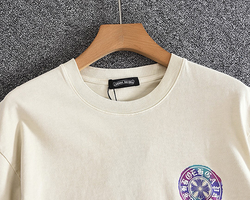 クロムハーツコピー 螺纹リブネックのショートスリーブTシャツ