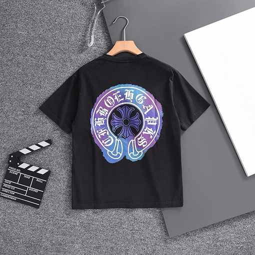 クロムハーツコピー 螺纹リブネックのショートスリーブTシャツ