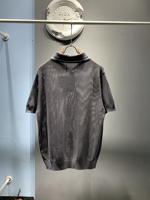 プラダ ファッションシルクコットンブレンドメッシュポロシャツ