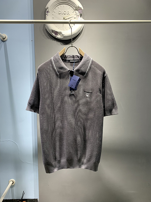 プラダ ファッションシルクコットンブレンドメッシュポロシャツ