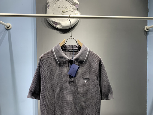 プラダ ファッションシルクコットンブレンドメッシュポロシャツ