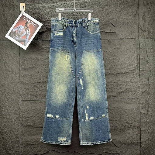 ジバンシイコピー 磨破 カップル向け水洗ワイドデニムパンツ
