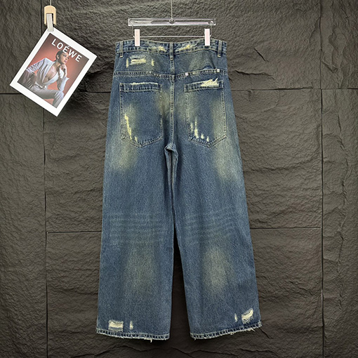 ジバンシイコピー 磨破 カップル向け水洗ワイドデニムパンツ