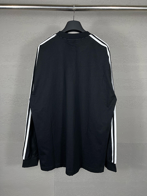 Balenciaga X Adidas クローバー3ストライプロゴプリント長袖シャツ