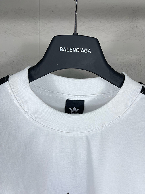 Balenciaga X Adidas クローバー3ストライプロゴプリント長袖シャツ