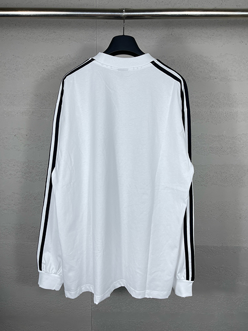 Balenciaga X Adidas クローバー3ストライプロゴプリント長袖シャツ