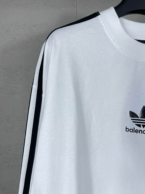 Balenciaga X Adidas クローバー3ストライプロゴプリント長袖シャツ